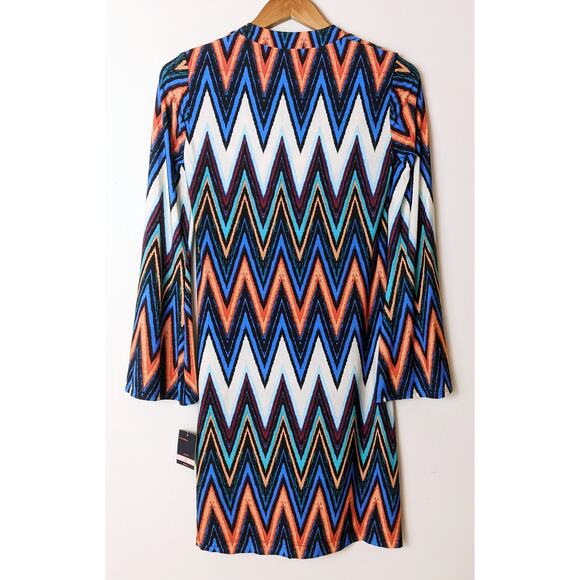 NWT JUST TAYLOR Multicolor Long Sleeve Mini Dress Size 2 - Picture 3 of 11